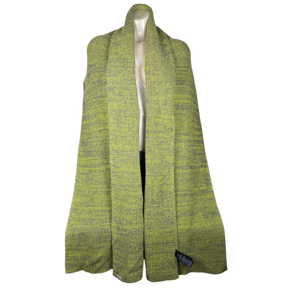 Sweaty Betty Knit Scarf Merino Wool Blend Heathered Lime Green Gray SB5911